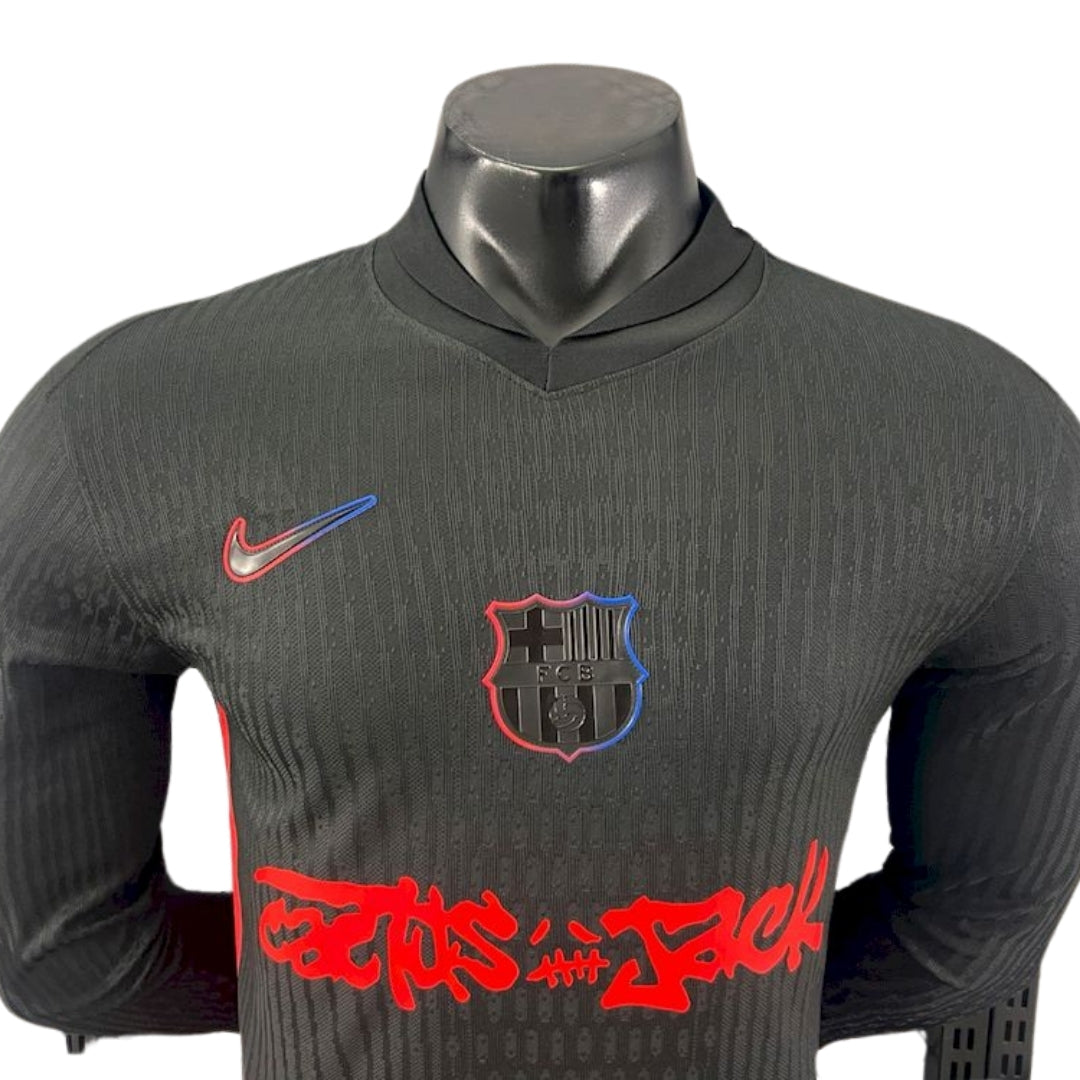 BARCELONA x TRAVIS SCOTT CACTUS JACK NEGRA 2025 EDICIÓN LIMITADA VERSION JUGADOR (MANGA LARGA)