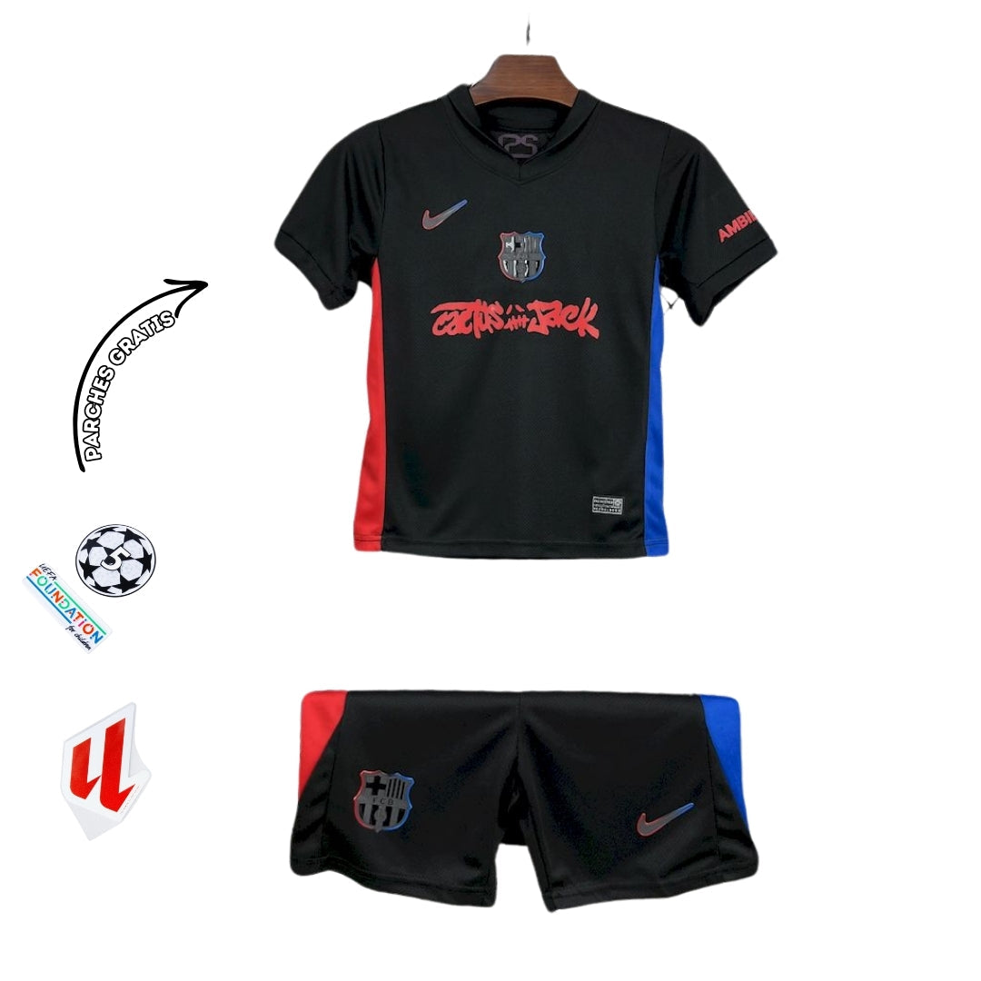 BARCELONA II x TRAVIS SCOTT CACTUS JACK NEGRA 2025 EDICIÓN LIMITADA CONJUNTO INFANTIL